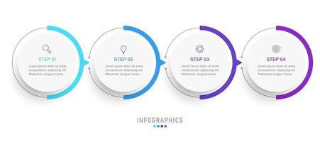 modello di progettazione di etichetta infografica vettoriale con icone e 4 opzioni o passaggi. può essere utilizzato per diagramma di processo, presentazioni, layout del flusso di lavoro, banner, diagramma di flusso, grafico informativo.