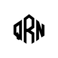 design del logo della lettera qrn con forma poligonale. qrn poligono e design del logo a forma di cubo. qrn modello di logo vettoriale esagonale colori bianco e nero. monogramma qrn, logo aziendale e immobiliare.