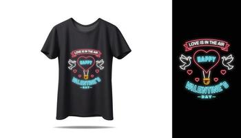 stampa t-shirt. nuovo design tipografico mockup vettoriale per t-shirt nera speciale di San Valentino. vettore di t-shirt di coppia. amo il design speciale