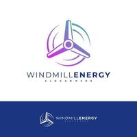 modello vettoriale di progettazione del logo del mulino a vento, illustrazione dei concetti del logo del mulino a vento.