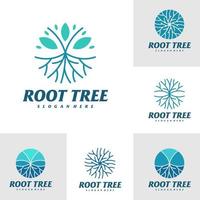 set di modello vettoriale per la progettazione del logo della radice dell'albero, illustrazione dei concetti del logo dell'albero.