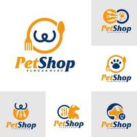 set di modello di progettazione del logo dell'animale domestico di cibo. vettore di concetto di logo per animali domestici. emblema, simbolo creativo, icona