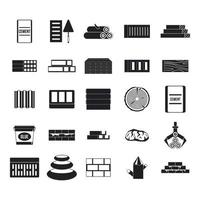 set di icone di materiali da costruzione, stile semplice vettore