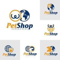 set di modelli di design del logo per animali domestici del mondo. vettore di concetto di logo per animali domestici. emblema, simbolo creativo, icona