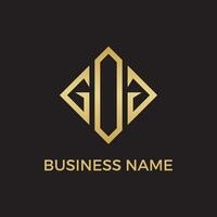 logo astratto gog lettering in colore oro. vettore