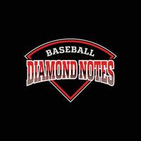 modello di progettazione di logo di note di diamante di baseball su sfondo blu vettore