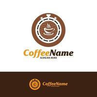 modello di progettazione logo tempo caffè. vettore di concetto di logo del caffè. simbolo dell'icona creativa