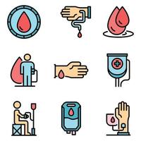 icone di trasfusione di sangue vettore piatto
