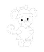 Disegni da colorare per bambini carino ratto bambino che tiene cuore bambini vettore