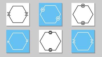 citazione cornici modelli vuoti impostati utilizzando base di forma esagonale. illustrazione creativa della bandiera di vettore