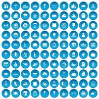 100 icone di taglie impostate in blu vettore