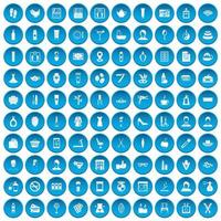 100 icone del salone di bellezza blu vettore