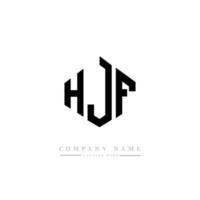 design del logo della lettera hjf con forma poligonale. design del logo a forma di poligono e cubo hjf. hjf esagono logo modello vettoriale colori bianco e nero. monogramma hjf, logo aziendale e immobiliare.