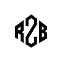 design del logo della lettera rzb con forma poligonale. rzb poligono e design del logo a forma di cubo. rzb modello di logo vettoriale esagonale colori bianco e nero. monogramma rzb, logo aziendale e immobiliare.