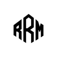design del logo della lettera rrm con forma poligonale. rrm poligono e design del logo a forma di cubo. modello di logo vettoriale esagonale rrm colori bianco e nero. monogramma rrm, logo aziendale e immobiliare.