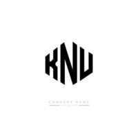 design del logo della lettera knu con forma poligonale. poligono knu e design del logo a forma di cubo. knu esagonale modello logo vettoriale colori bianco e nero. monogramma knu, logo aziendale e immobiliare.