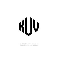 design del logo della lettera kuv con forma poligonale. kuv poligono e design del logo a forma di cubo. kuv esagono logo modello vettoriale colori bianco e nero. monogramma kuv, logo aziendale e immobiliare.