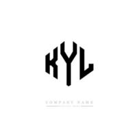 design del logo della lettera kyl con forma poligonale. kyl poligono e design del logo a forma di cubo. kyl esagonale modello logo vettoriale colori bianco e nero. monogramma kyl, logo aziendale e immobiliare.