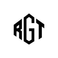 design del logo della lettera rgt con forma poligonale. rgt poligono e design del logo a forma di cubo. rgt modello di logo vettoriale esagonale colori bianco e nero. monogramma rgt, logo aziendale e immobiliare.