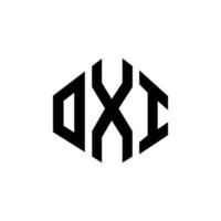 design del logo della lettera oxi con forma poligonale. oxi poligono e design del logo a forma di cubo. colori bianco e nero del modello di logo di vettore di esagono oxi. monogramma oxi, logo aziendale e immobiliare.