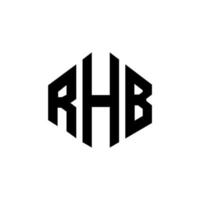 design del logo della lettera rhb con forma poligonale. poligono rhb e design del logo a forma di cubo. modello di logo vettoriale esagonale rhb colori bianco e nero. monogramma rhb, logo aziendale e immobiliare.