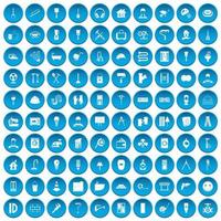 100 icone di ristrutturazione impostate in blu vettore