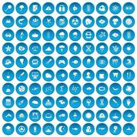 100 icone di ricerca impostate in blu vettore