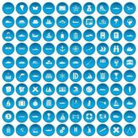 100 icone di spedizione impostate in blu vettore