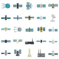 icone satellitari impostate vettore piatto isolato