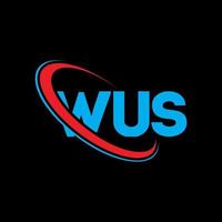 noi logo. wus lettera. wus lettera logo design. iniziali wus logo collegate con cerchio e logo monogramma maiuscolo. tipografia wus per il marchio tecnologico, commerciale e immobiliare. vettore