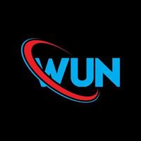 logo wun. lettera wun. design del logo della lettera wun. iniziali logo wun collegate a cerchio e logo monogramma maiuscolo. tipografia wun per il marchio tecnologico, commerciale e immobiliare. vettore