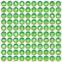 100 icone del call center hanno impostato il cerchio verde vettore