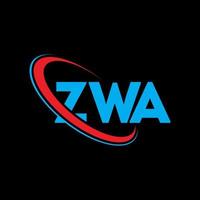 logo Zwa. lettera zwa. design del logo della lettera zwa. iniziali zwa logo collegate con cerchio e logo monogramma maiuscolo. tipografia zwa per il marchio tecnologico, commerciale e immobiliare. vettore