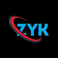 logo zyk. lettera zyk. design del logo della lettera zyk. iniziali logo zyk collegate a cerchio e logo monogramma maiuscolo. tipografia zyk per il marchio tecnologico, commerciale e immobiliare. vettore