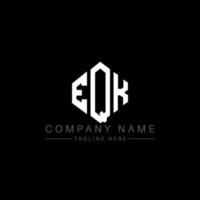 design del logo della lettera eqk con forma poligonale. eqk poligono e design del logo a forma di cubo. eqk modello di logo vettoriale esagonale colori bianco e nero. eqk monogramma, logo aziendale e immobiliare.