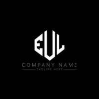 eul lettera logo design con forma poligonale. eul poligono e design del logo a forma di cubo. eul esagono logo modello vettoriale colori bianco e nero. eul monogramma, logo aziendale e immobiliare.