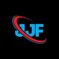 logo jjf. lettera jjf. design del logo della lettera jjf. iniziali logo jjf collegate con cerchio e logo monogramma maiuscolo. tipografia jjf per il marchio tecnologico, commerciale e immobiliare. vettore