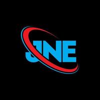 jne logo. jne lettera. jne lettera logo design. iniziali jne logo collegate con cerchio e logo monogramma maiuscolo. tipografia jne per il marchio tecnologico, commerciale e immobiliare. vettore