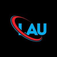 lau logo. lettera lau. design del logo della lettera lau. iniziali lau logo collegate con cerchio e logo monogramma maiuscolo. tipografia lau per il marchio tecnologico, commerciale e immobiliare. vettore