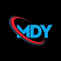 il mio logo. mia lettera. design del logo della lettera mdy. iniziali mdy logo collegate a cerchio e logo monogramma maiuscolo. tipografia mdy per il marchio tecnologico, commerciale e immobiliare. vettore
