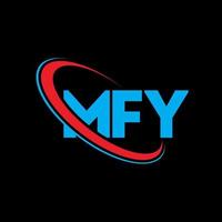 mfy logo. mfy lettera. design del logo della lettera mfy. iniziali logo mfy legate a cerchio e logo monogramma maiuscolo. tipografia mfy per il marchio tecnologico, commerciale e immobiliare. vettore