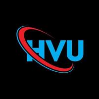 logo hvu. lettera hvu. design del logo della lettera hvu. iniziali logo hvu legate a cerchio e logo monogramma maiuscolo. tipografia hvu per il marchio tecnologico, commerciale e immobiliare. vettore