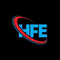 logo hfe. lettera hfe. design del logo della lettera hfe. iniziali hfe logo collegate a cerchio e logo monogramma maiuscolo. tipografia hfe per il marchio tecnologico, commerciale e immobiliare. vettore