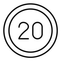 20 icona della linea del limite di velocità vettore