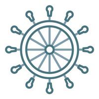 icona a due colori della linea della ruota nautica vettore