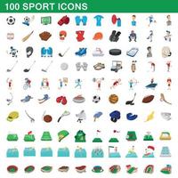 100 icone di sport impostate, stile cartone animato vettore