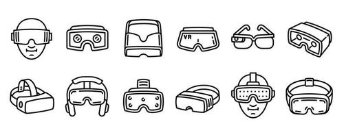set di icone di occhiali da gioco, stile contorno vettore