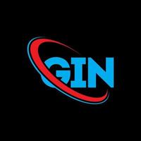 logo del gin. lettera di gin. design del logo della lettera gin. iniziali logo gin collegate con cerchio e logo monogramma maiuscolo. tipografia gin per il marchio tecnologico, commerciale e immobiliare. vettore