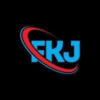 logo fkj. lettera fkj. design del logo della lettera fkj. iniziali logo fkj legate da cerchio e logo monogramma maiuscolo. tipografia fkj per il marchio tecnologico, commerciale e immobiliare. vettore