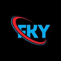 logo Fky. lettera falsa. design del logo della lettera fky. iniziali logo fky collegate con cerchio e logo monogramma maiuscolo. tipografia fky per il marchio tecnologico, commerciale e immobiliare. vettore
